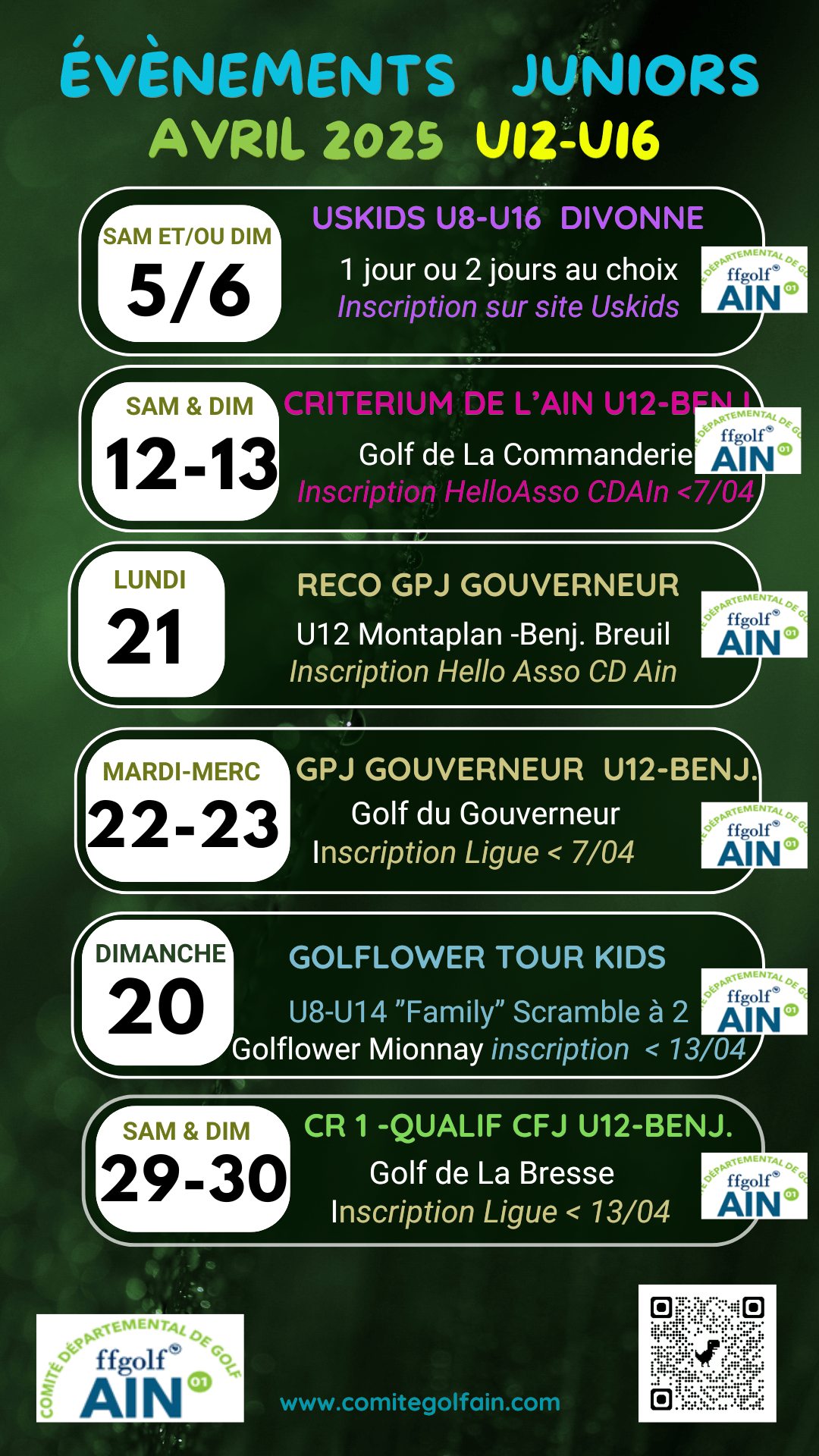 Annonce évènements AVRIL U12 U16 min