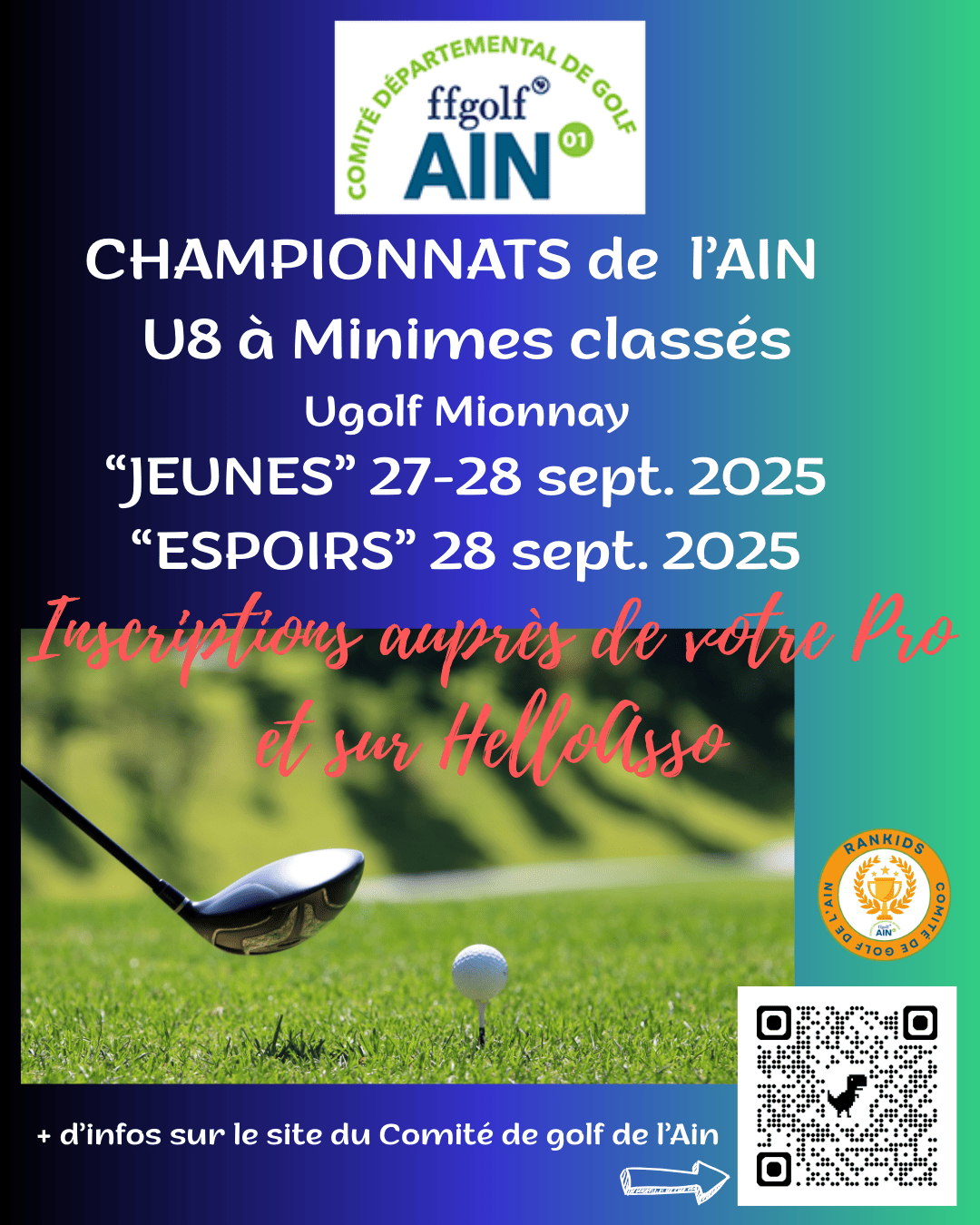 Championnats Jeunes et Espoirs 2025 joueurs classés reduc